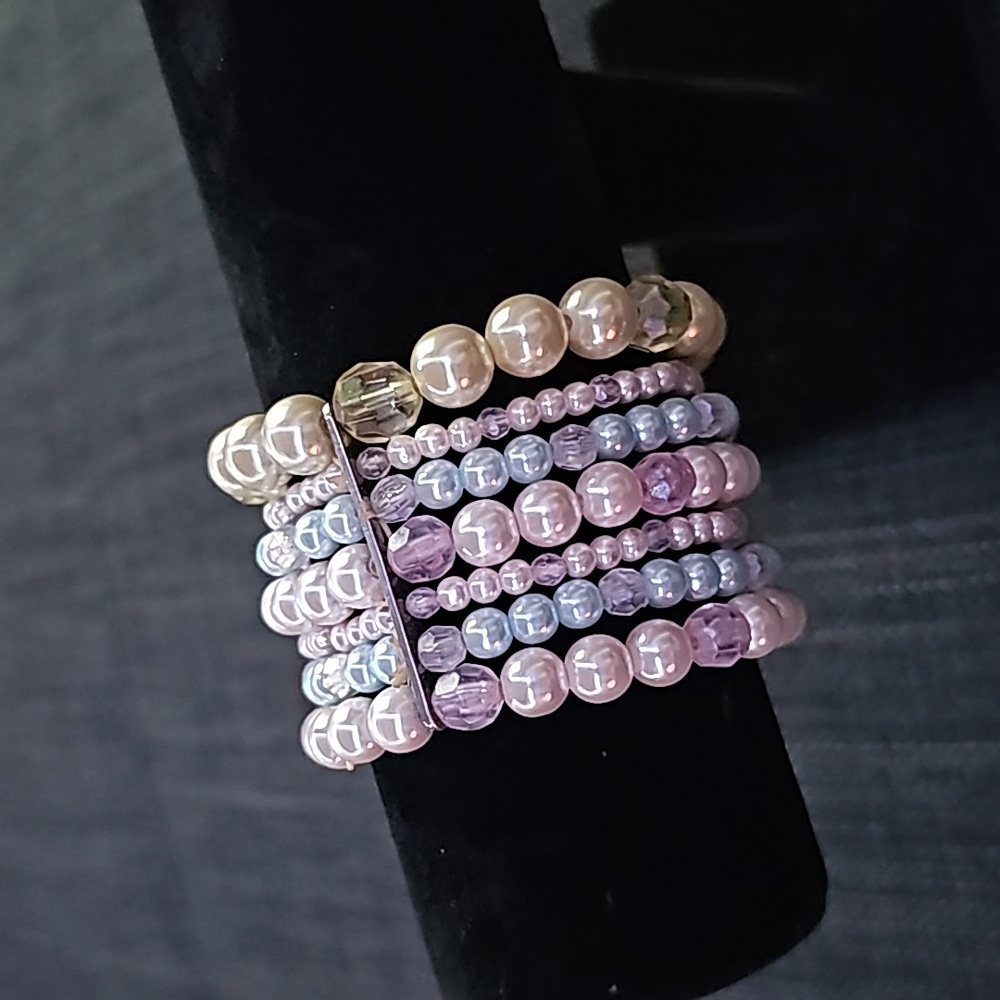 7 Strand Stretch Individual Bracelet with Metal Bar🎀